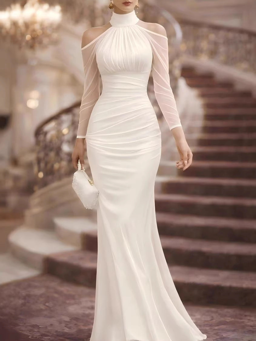 Womens Halter Neck Elegant Evening Gown