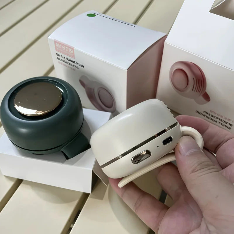 USB Mini Fan Clip Whirlwind Collar Waist Attachable Portable Snap on Fan MF019 Personal Hand Free Cooling Fan for Outdoor