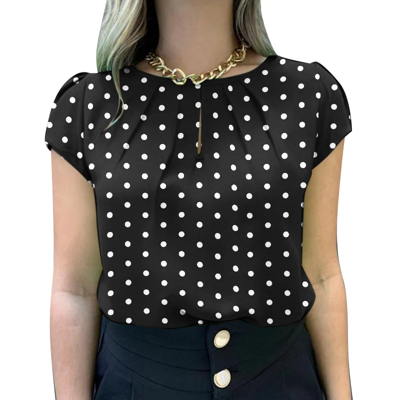 2026 Summer Tunic Tops ZANZEA Women Short Sleeve Polka Dots Blouse Work Holiday Shirt Casual O Neck Blusas Female Chemise Mujer