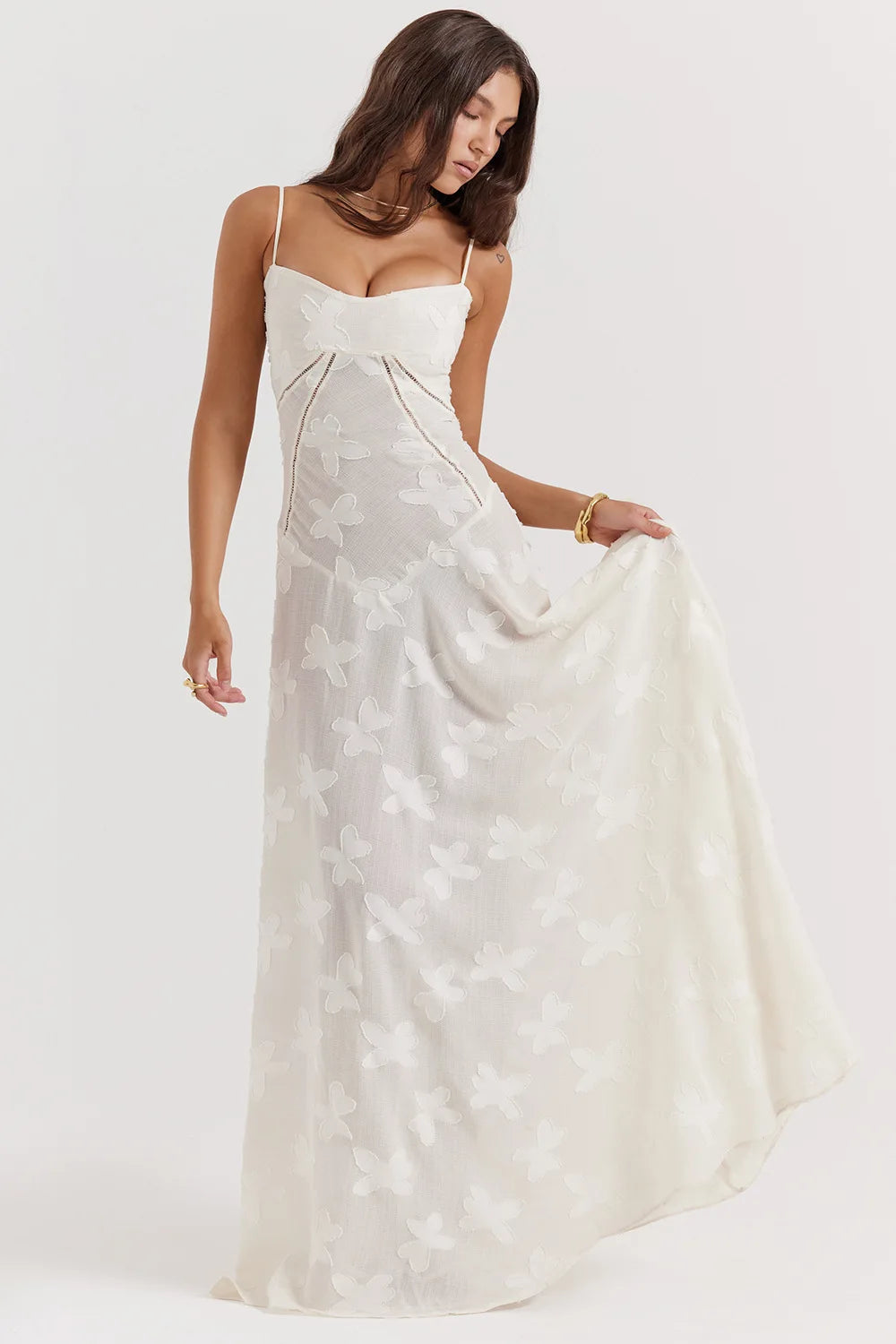 Elegant Lace Backless Maxi Dress