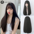 Straight Layered Blonde Wigs with Neat Bangs High Density Synthetic Natural Fake Hair Wig for Women Daily Cosplay Party Wigs