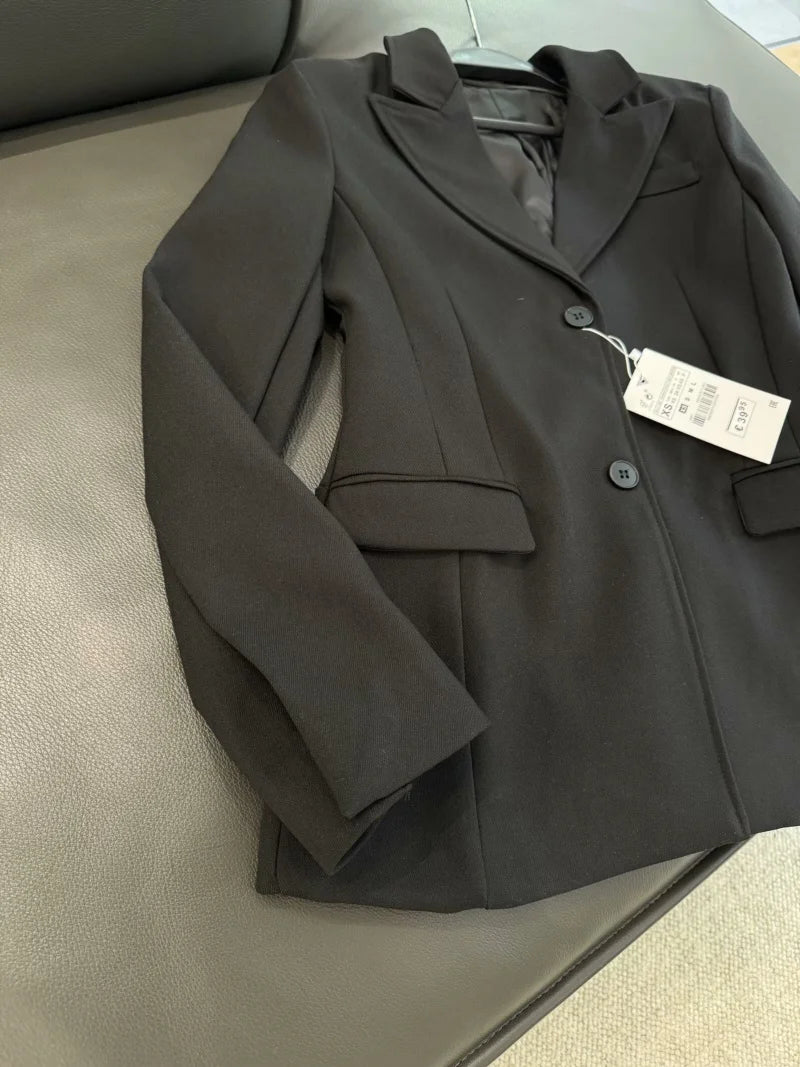 ZW Series Shoulder Padded Slim Fit Suit Jacket for Women ETJ 2026 New Collection with Waist Cinching Design  Casual Suit Jacket