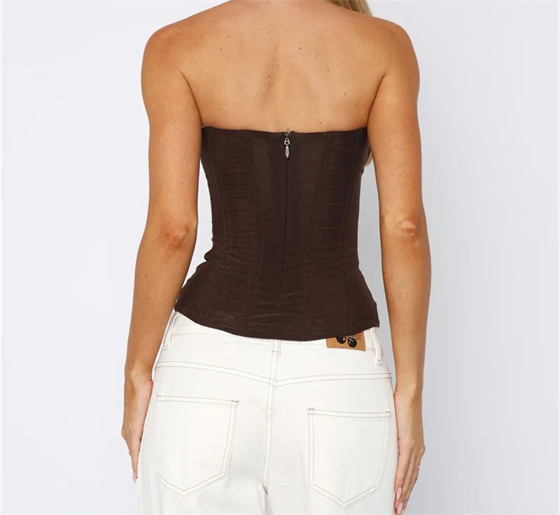 Slim Vest French High Street Elegant Backless Tank Top