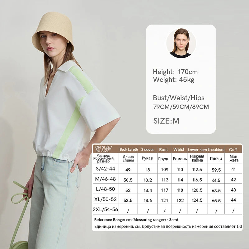 Women's Minimalist V-Neck Cotton T-Shirt.