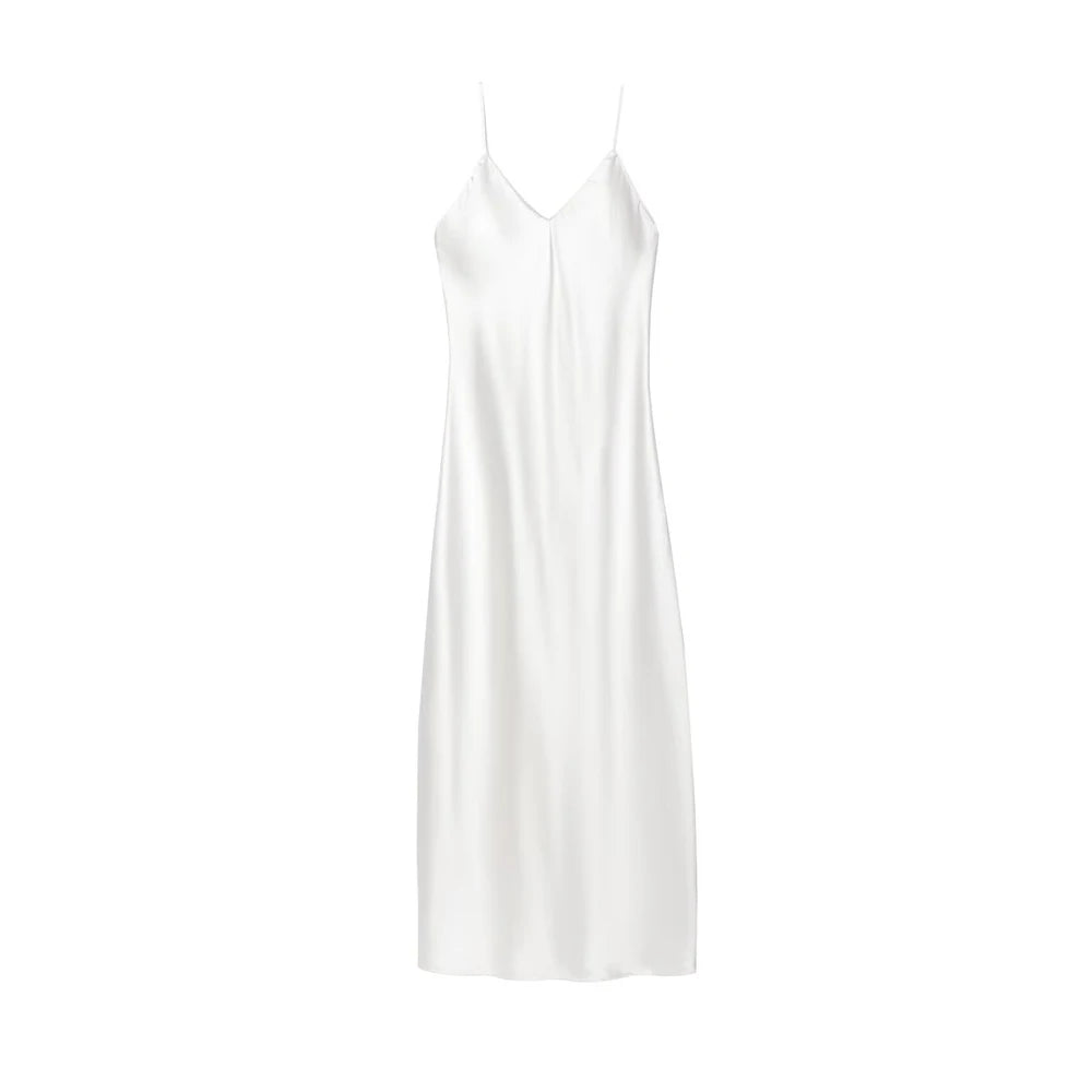 Elegant Satin Backless Midi Dress