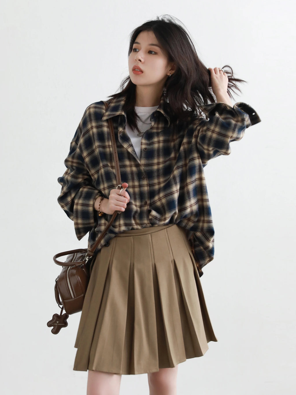 CHIC VEN Women Shirts Loose Casual New Sanding Plaid Shirt Long Sleeve Medium Long Length Blouses Female Tops Spring Autumn 2026