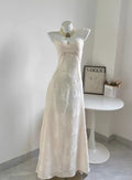 white Corseted Floral jacquard Maxi Dress for women straps sleeveless party dress new sexy summer dress