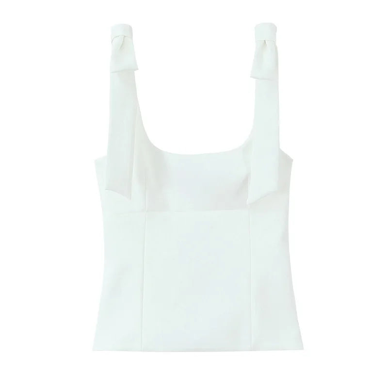 Elegant Bow Backless Crop Top