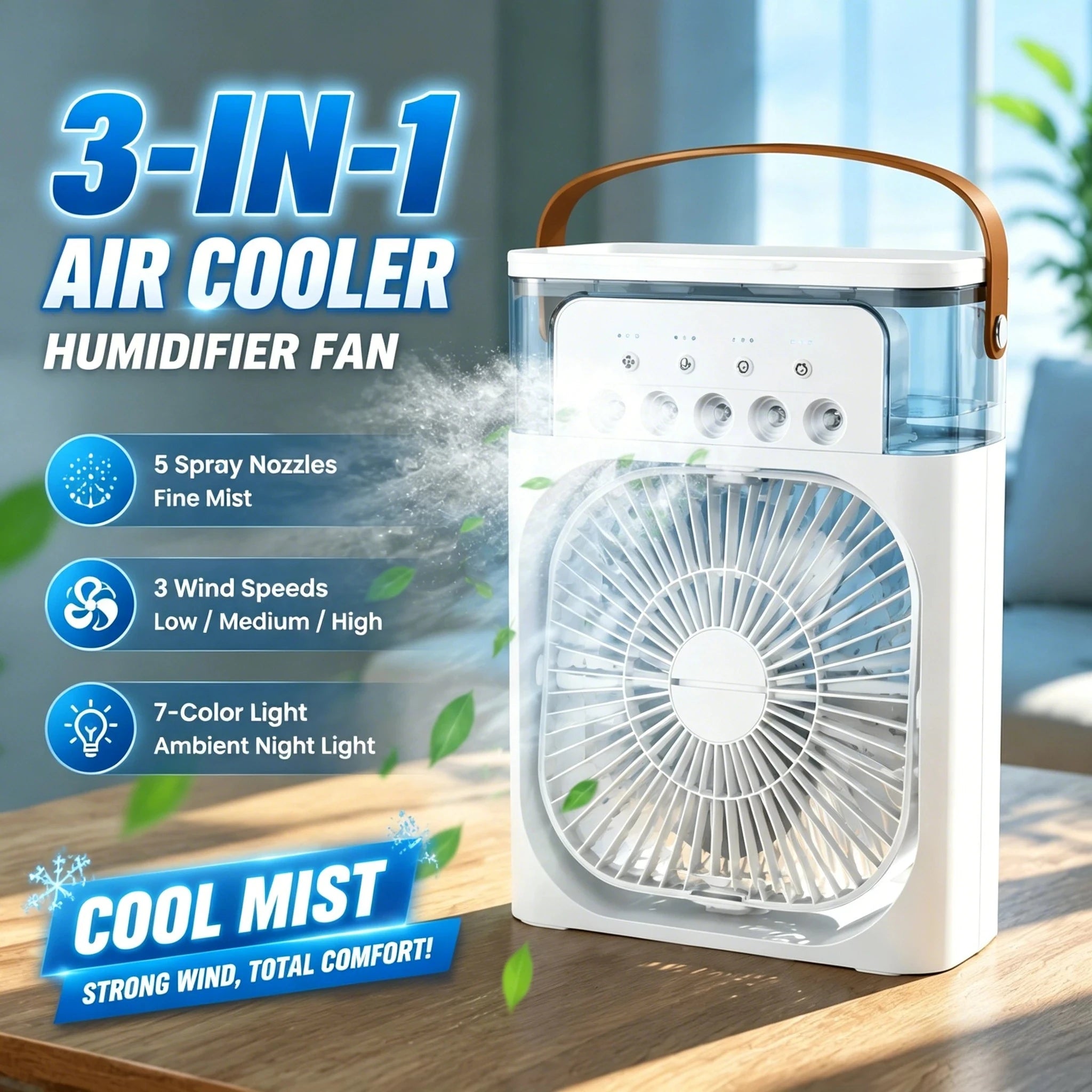 Three in One Portable Air Cooler Humidifier Fan