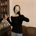 Solid Sexy Slim Off Shoulder Slash Neck Long Sleeve Knitting Sweater Women Jumpers Office Fashion New
