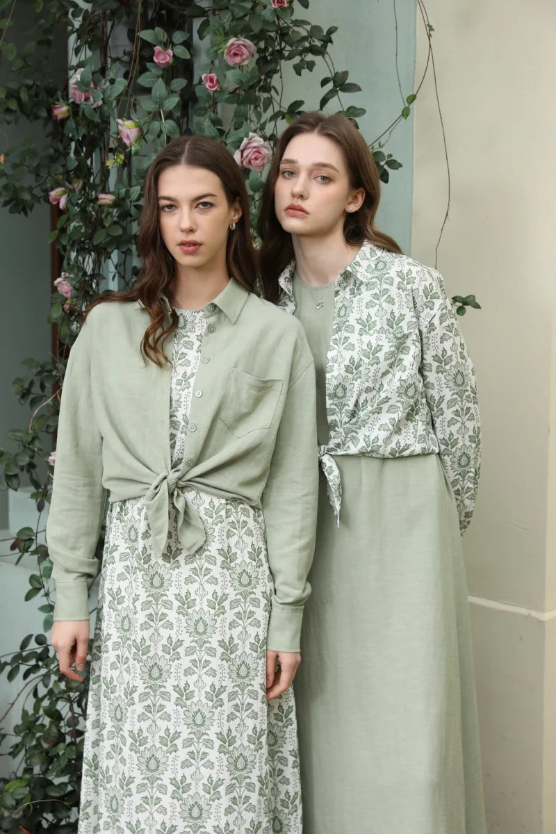 AS 2026 spring summer linen shirt + dress collection high quality print linen and knitting cardigan woman outfit