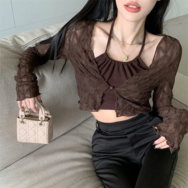 Chic Crochet Cropped Sunproof Cardigan
