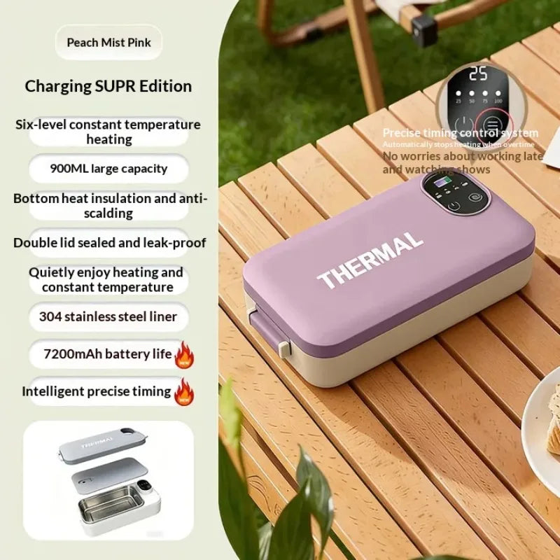 Portable Electric Heated Lunch Box Stainless Steel
