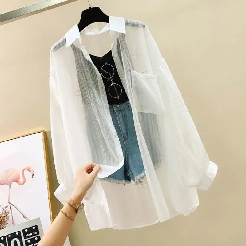 Sheer Chiffon Sunscreen Shirt