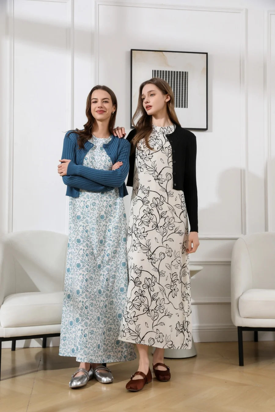 AS 2026 spring summer linen shirt + dress collection high quality print linen and knitting cardigan woman outfit