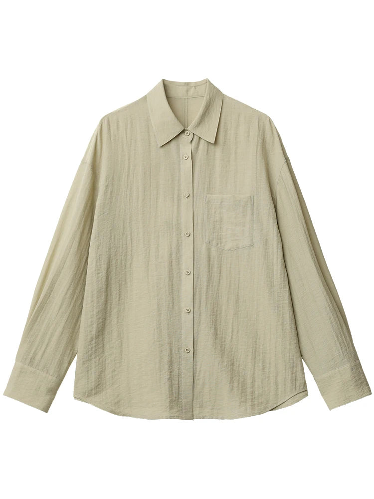 CHIC VEN Women Long Sleeve Shirts Solid Loose Casual New Style Design Back Hollow Out Shirt Female Blouse Spring Summer 2026