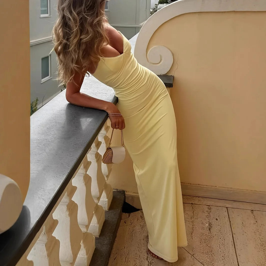 Elegant Backless V-Neck Maxi Dress