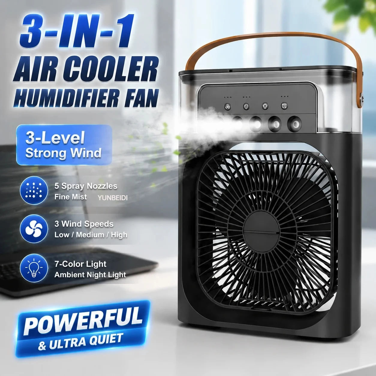 Three in One Portable Air Cooler Humidifier Fan