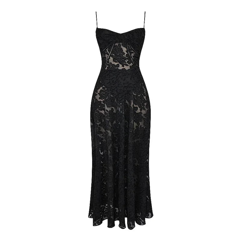 Elegant Floral Jacquard Corset Maxi Dress