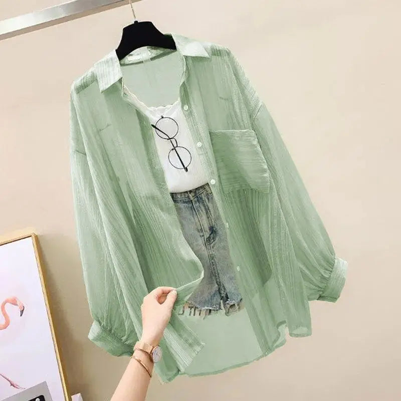 Sheer Chiffon Sunscreen Shirt