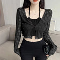 Summer Thin Sun-proof Cardigans Women Crochet Midriff-baring Tops Short Leisure All-match Y2k Korean Style Daily Slim Fashion