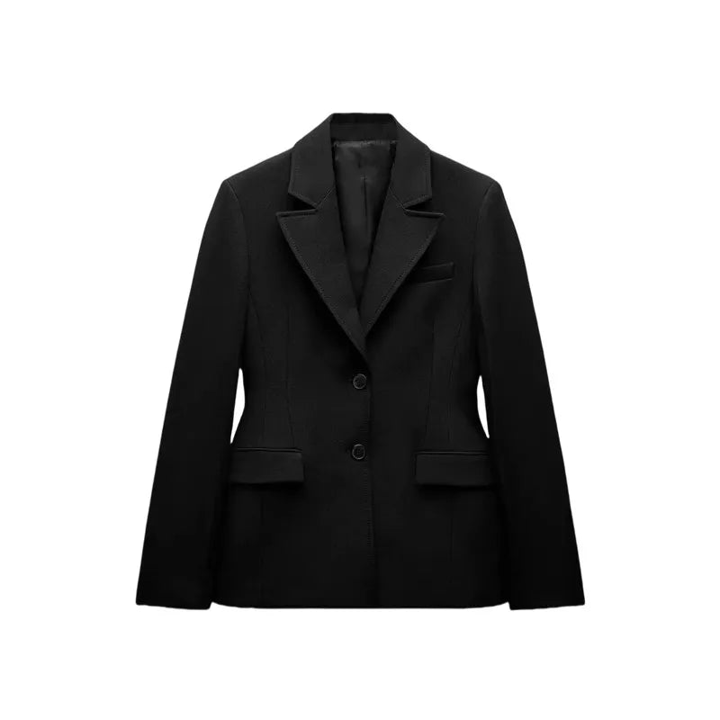 ZW Series Shoulder Padded Slim Fit Suit Jacket for Women ETJ 2026 New Collection with Waist Cinching Design  Casual Suit Jacket