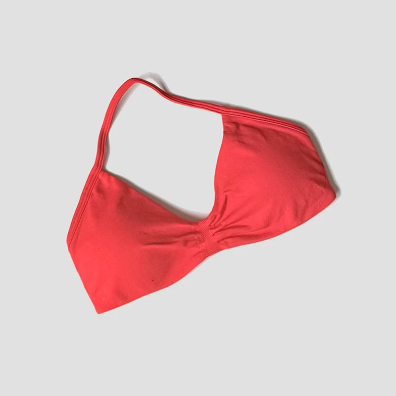 Seamless Strappy Halter Sports Bra