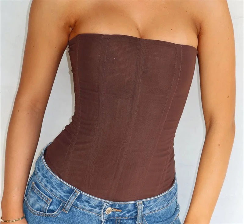 Slim Vest French High Street Elegant Backless Tank Top