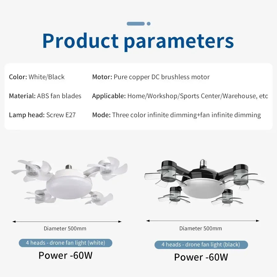 E27 LED Ceiling Fan Light with Remote