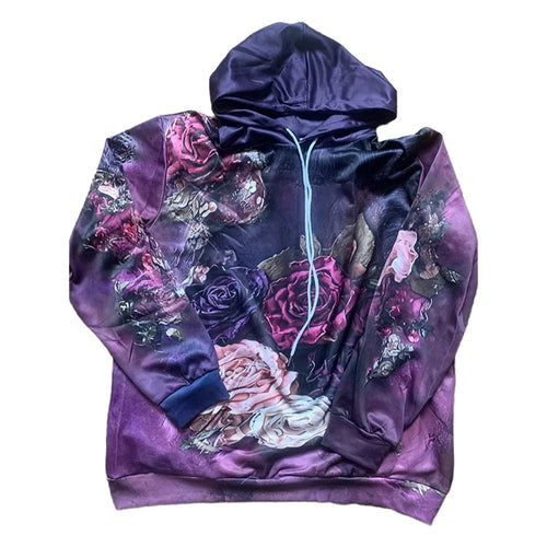 Casual French Flower Hoodie Top Women