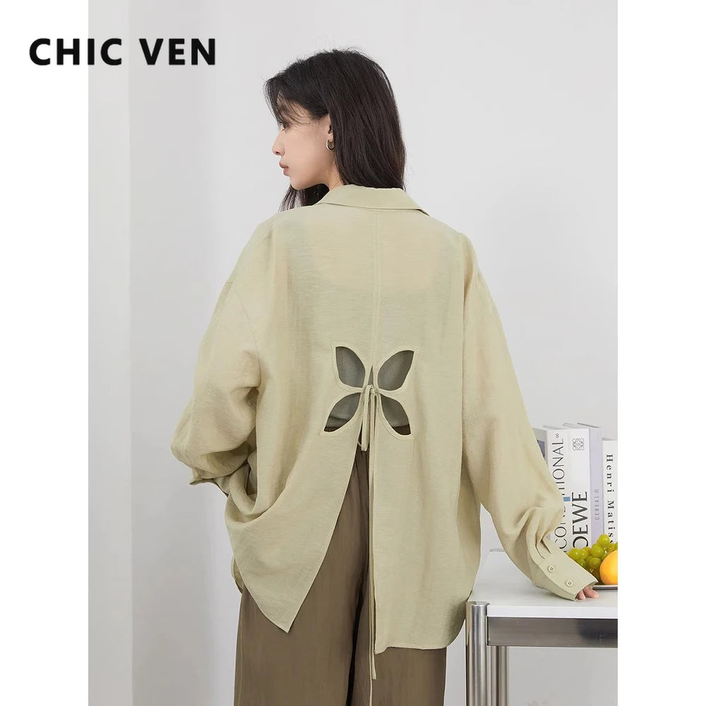 Elegant Back Hollow-Out Blouse Shirt