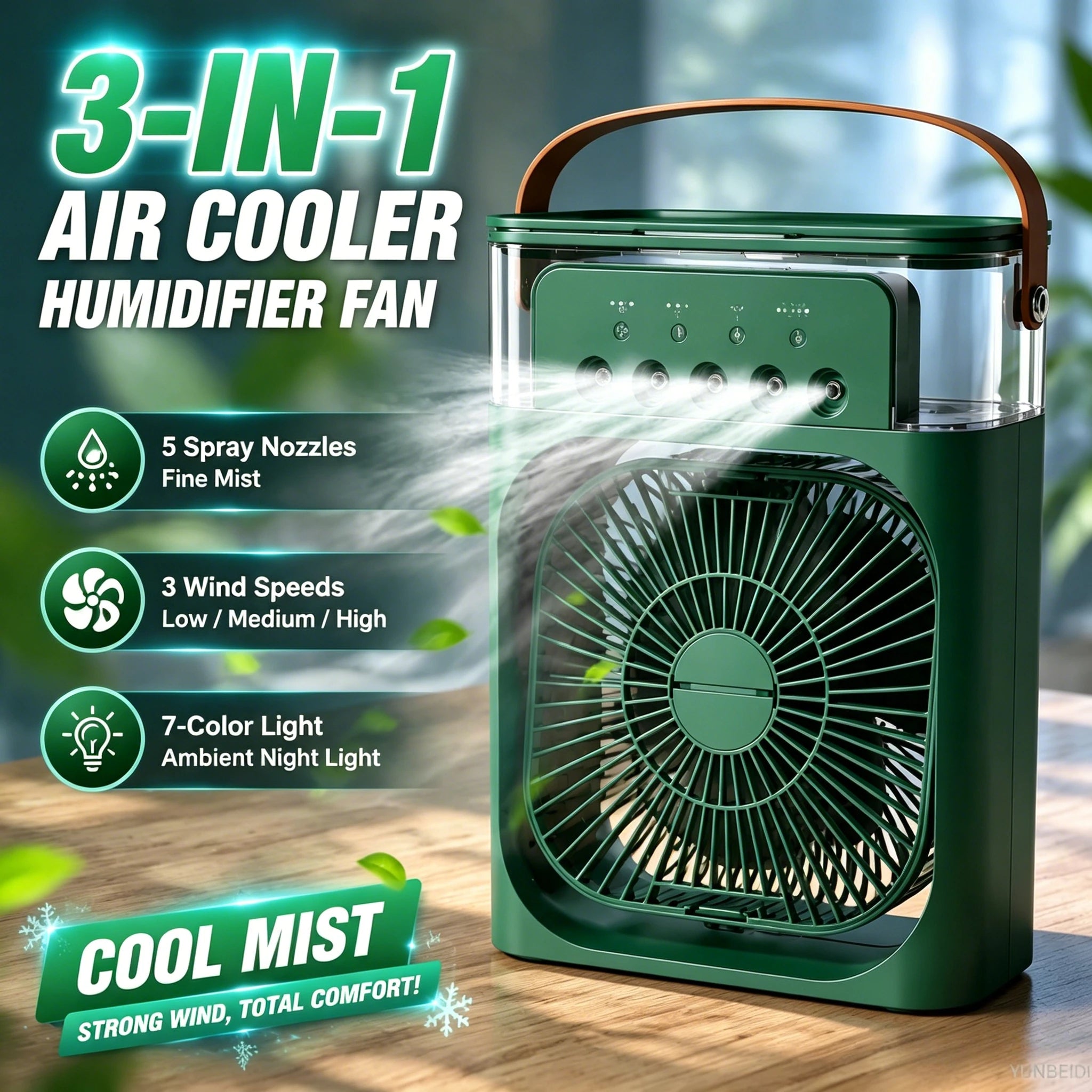 Three in One Portable Air Cooler Humidifier Fan