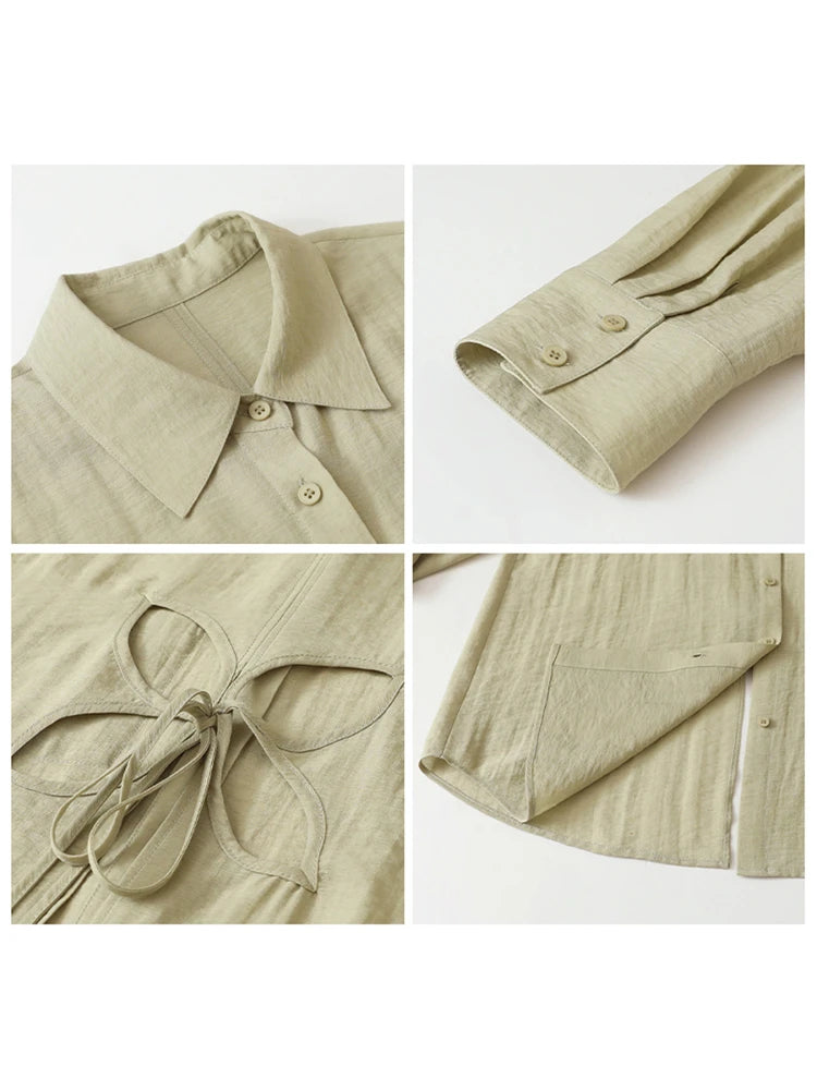 CHIC VEN Women Long Sleeve Shirts Solid Loose Casual New Style Design Back Hollow Out Shirt Female Blouse Spring Summer 2026