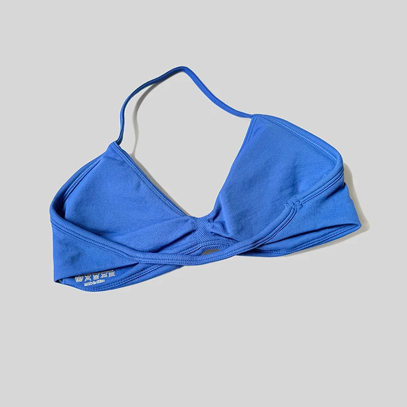 Seamless Gym Sport Bra Breathable Strappy Halter Bra Shockproof Crop Top Fitness Push Up Workout Top Women
