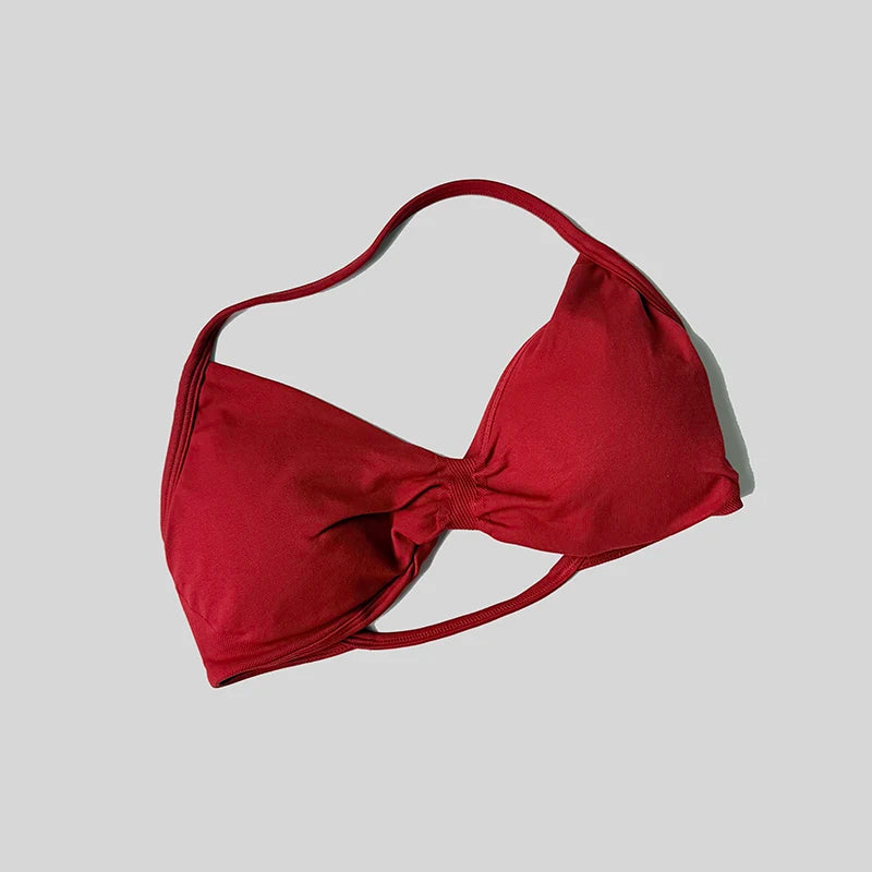 Seamless Strappy Halter Sports Bra
