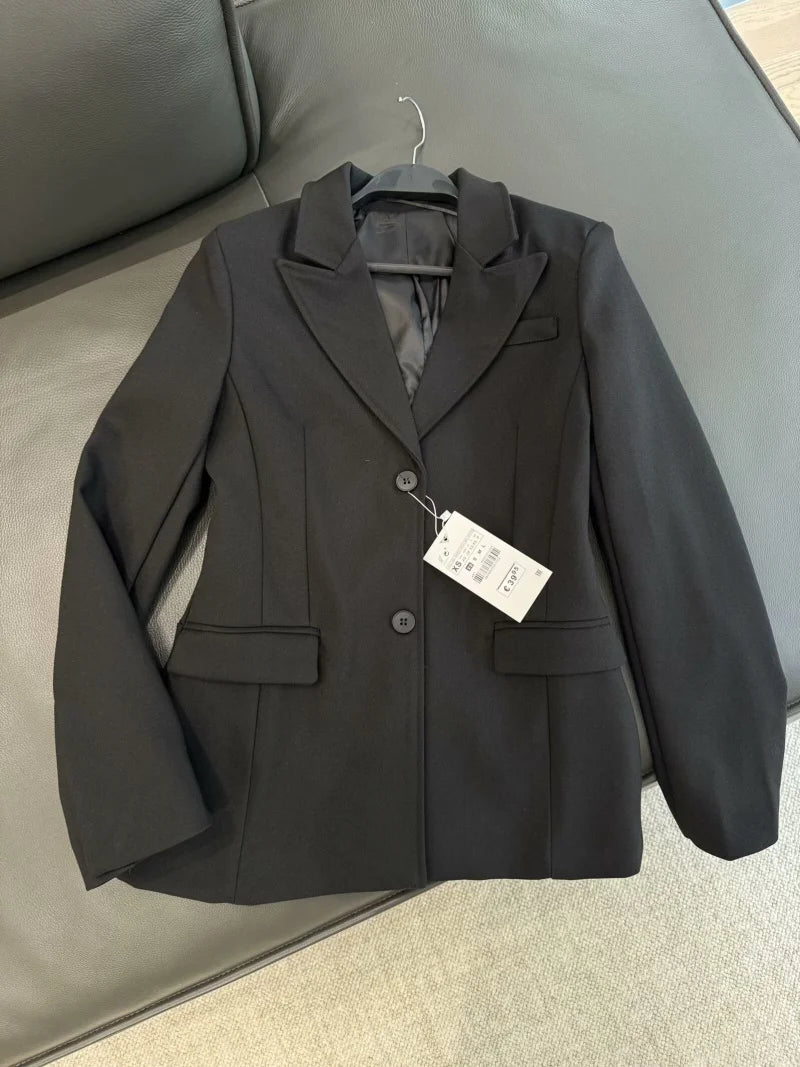ZW Series Shoulder Padded Slim Fit Suit Jacket for Women ETJ 2026 New Collection with Waist Cinching Design  Casual Suit Jacket