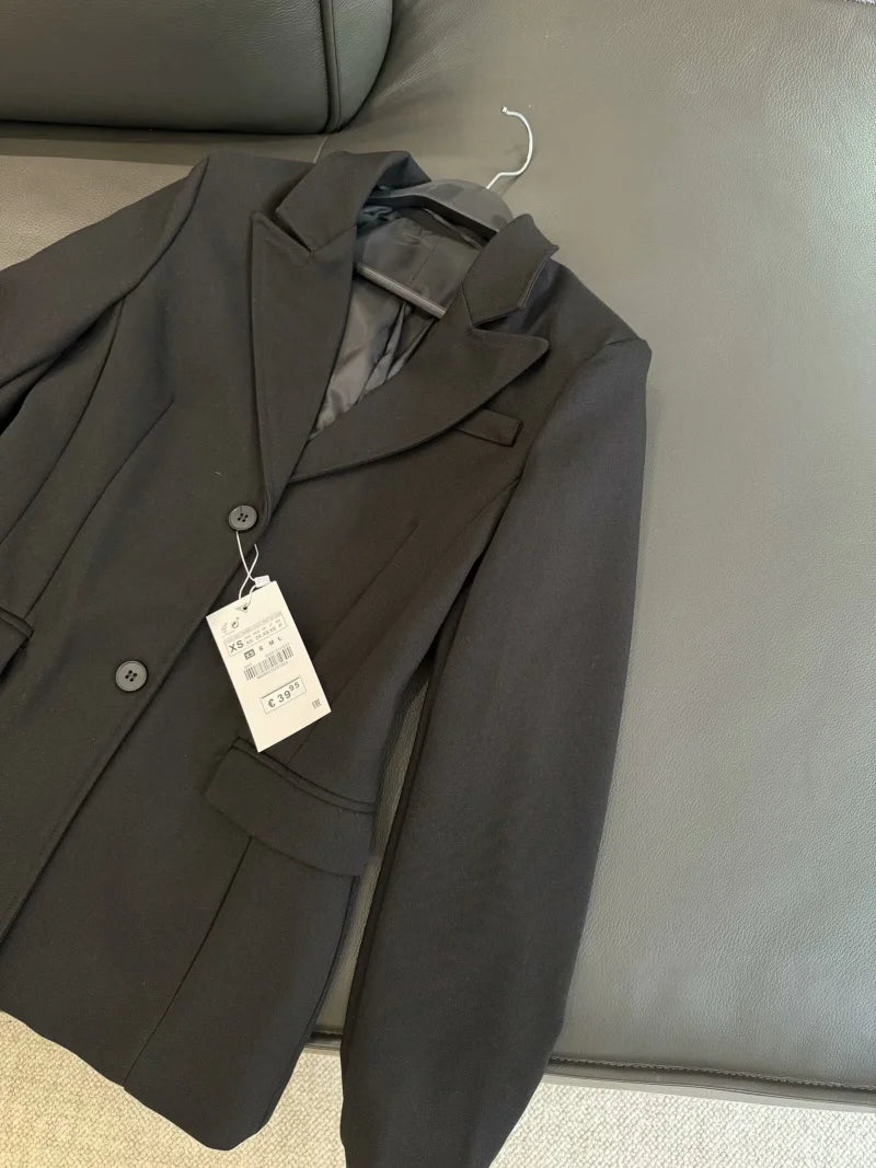 ZW Series Shoulder Padded Slim Fit Suit Jacket for Women ETJ 2026 New Collection with Waist Cinching Design  Casual Suit Jacket