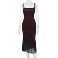 Gothic Sexy Long Fishtail Dress for Women Robe New Spaghetti Strap Sleeveless Backless Ruched