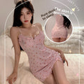 Lace Backless Nightgown with Suspender