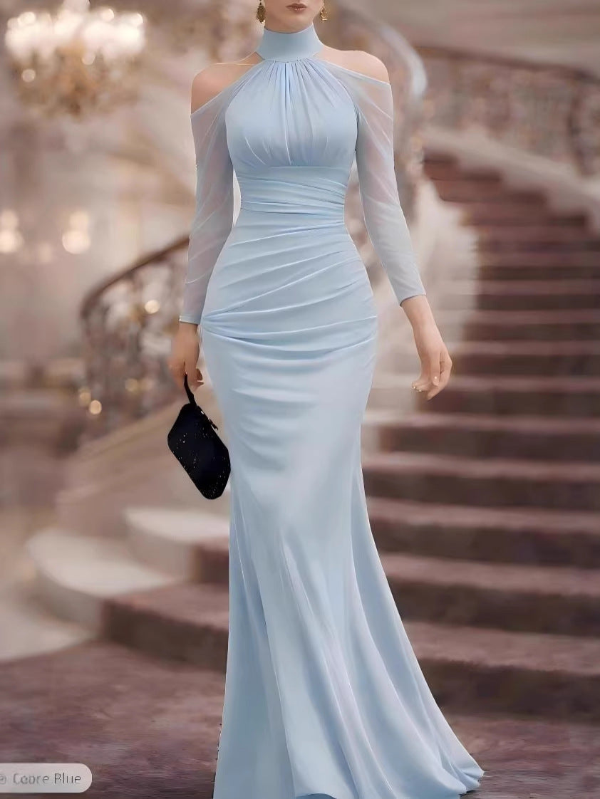 Womens Halter Neck Elegant Evening Gown